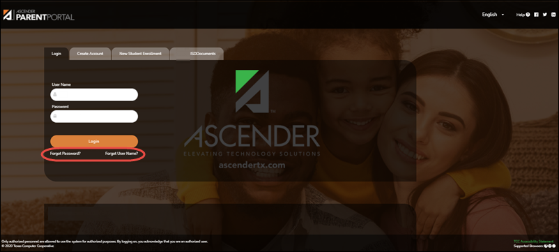 Login page showing Reset link