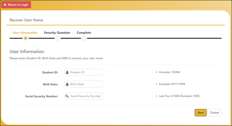 Recover User Name User Information